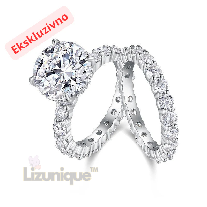 Ексклузивни Моиссаните прстен – 925 сребро, геометријски дизајн ❤