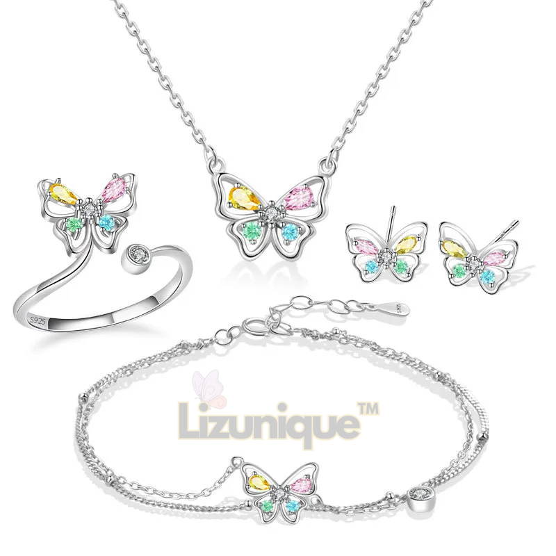925 стерлинг сребро Lizunique™ сет лептир (ограничен број комада)